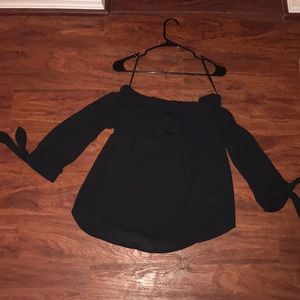 Express , Black off the shoulder tie blouse